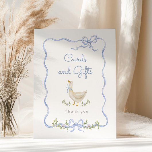 Kaarten en geschenken Blauwe boog Gekke gans baby Poster
