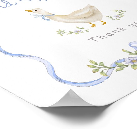 Kaarten en geschenken Blauwe boog Gekke gans baby  Poster (Hoek)