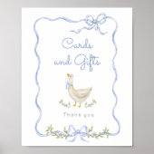 Kaarten en geschenken Blauwe boog Gekke gans baby Poster (Voorkant)