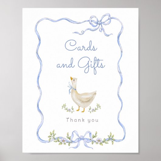 Kaarten en geschenken Blauwe boog Gekke gans baby  Poster (Voorkant)