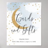 Kaarten en geschenken Blue Gold Moon Baby shower T Poster (Voorkant)