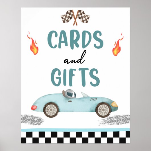 Kaarten en geschenken Blue Race Car Two Snel Verja Poster (Voorkant)