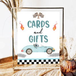 Kaarten en geschenken Blue Race Car Two Snel Verja Poster