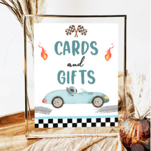 Kaarten en geschenken Blue Race Car Two Snel Verja Poster