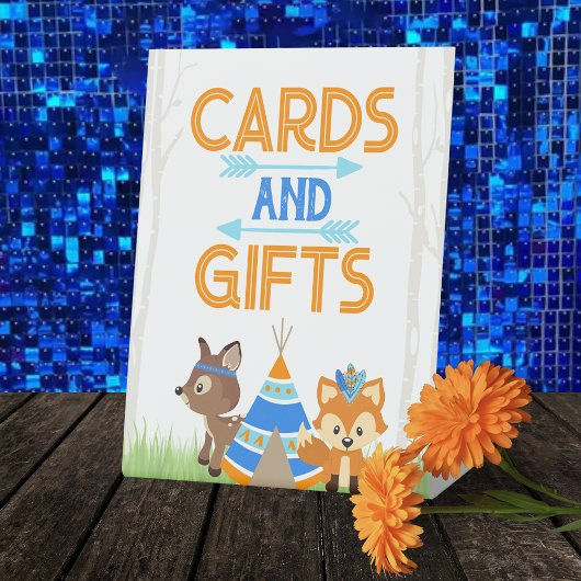 Kaarten en geschenken Blue Woodland Camper Table Reclamebord Met Voetstuk