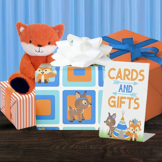 Kaarten en geschenken Blue Woodland Camper Table Reclamebord Met Voetstuk