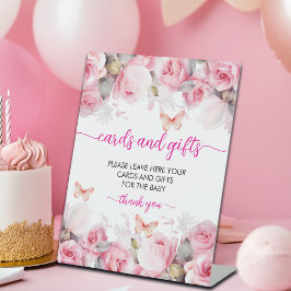 Kaarten en geschenken Blush Rozen Baby shower Reclamebord Met Voetstuk