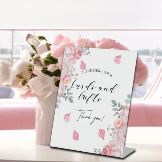 Kaarten en geschenken Blush Rozen Petals Reclamebord Met Voetstuk