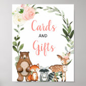 Kaarten en geschenken bos groen roze baby shower poster (Voorkant)