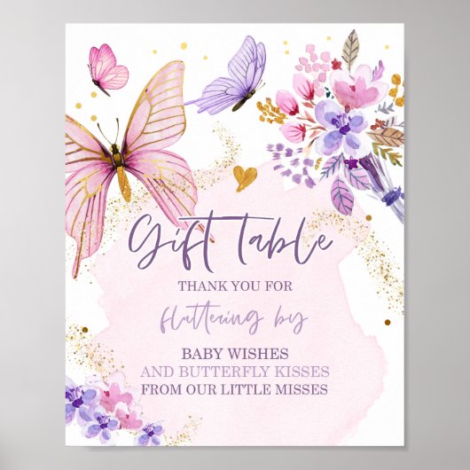 Kaarten en geschenken Butterfly Garden Baby shower Poster (Voorkant)