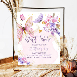 Kaarten en geschenken Butterfly Garden Baby shower Poster