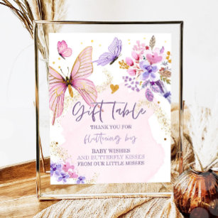 Kaarten en geschenken Butterfly Garden Baby shower Poster