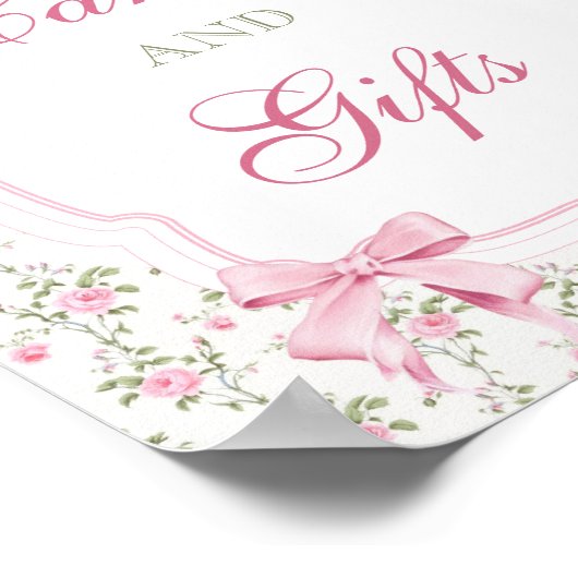 Kaarten en geschenken Elegante Roze Coquette Boog  Poster (Hoek)