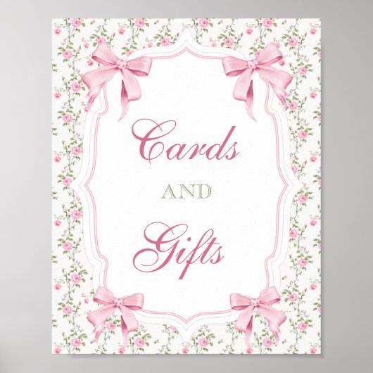 Kaarten en geschenken Elegante Roze Coquette Boog  Poster (Voorkant)