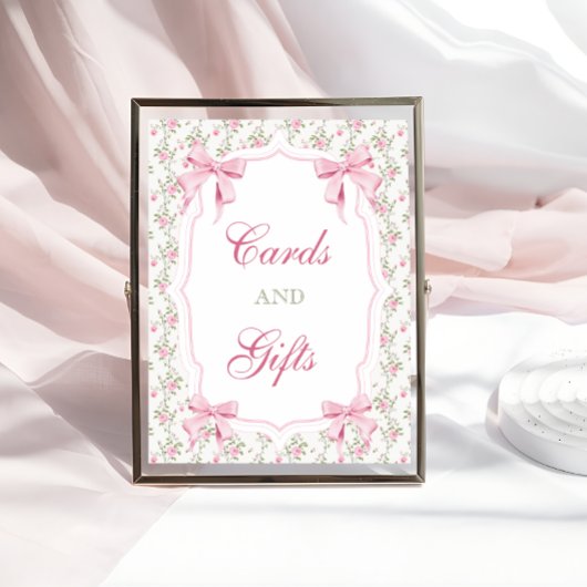 Kaarten en geschenken Elegante Roze Coquette Boog  Poster