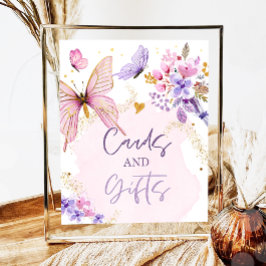 Kaarten en geschenken Floral Butterfly Garden Pink Poster