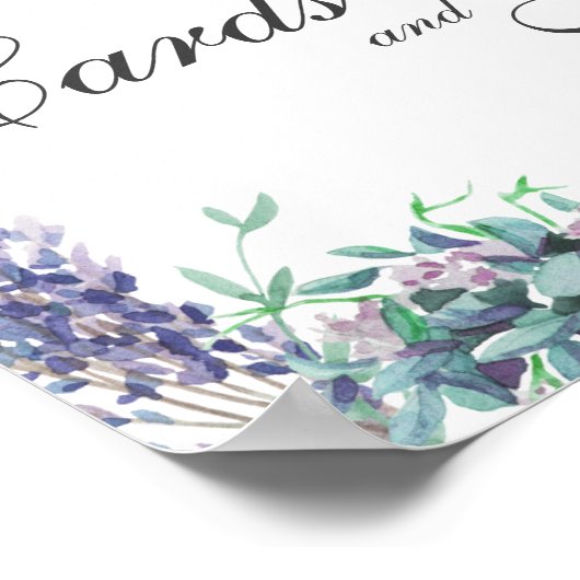 Kaarten en geschenken. Floral-teken. Paarse bruilo Poster (Hoek)