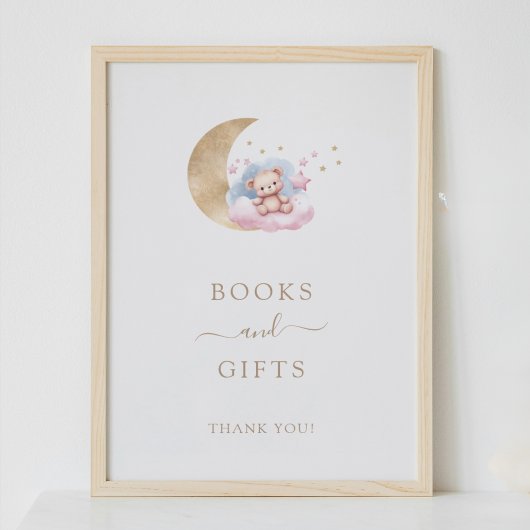 Kaarten en geschenken Gold Moon Stars Baby shower Poster