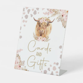 Kaarten en geschenken Highlander Koe Boho Boerderi Reclamebord Met Voetstuk