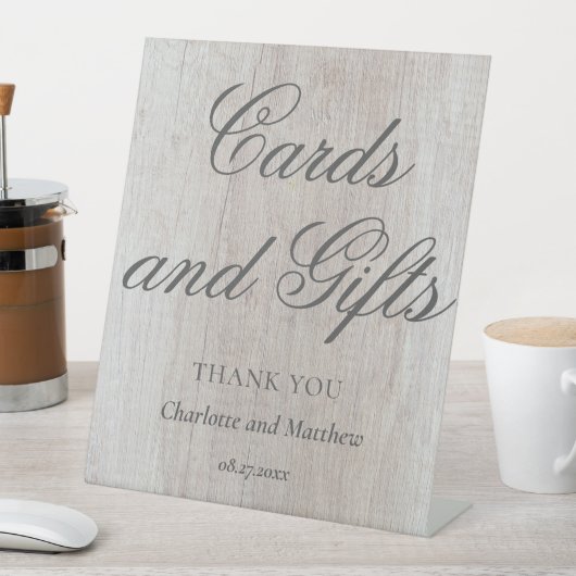 Kaarten en geschenken houten chique moderne bruilo reclamebord met voetstuk (Insitu)