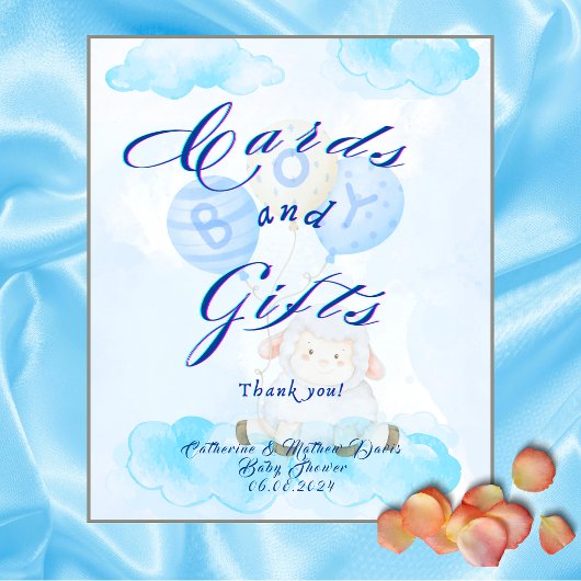 Kaarten en geschenken Little Blue Lamb Baby shower Reclamebord Met Voetstuk