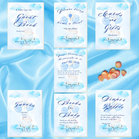 Kaarten en geschenken Little Blue Lamb Baby shower Reclamebord Met Voetstuk