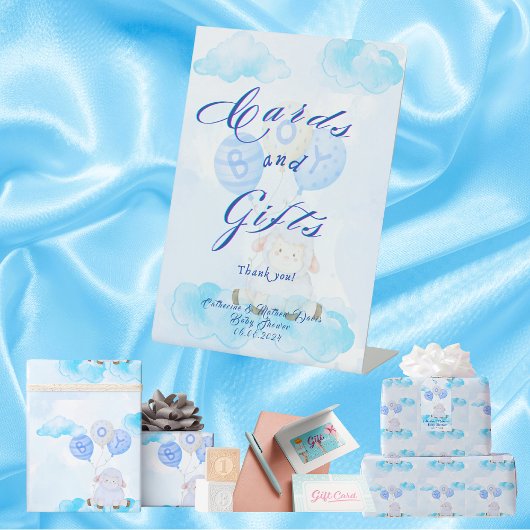 Kaarten en geschenken Little Blue Lamb Baby shower Reclamebord Met Voetstuk