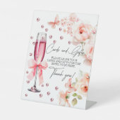 Kaarten en geschenken Parels en Prosecco Vrijgezel Reclamebord Met Voetstuk (Voorkant)