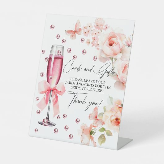 Kaarten en geschenken Parels en Prosecco Vrijgezel Reclamebord Met Voetstuk (Voorkant)