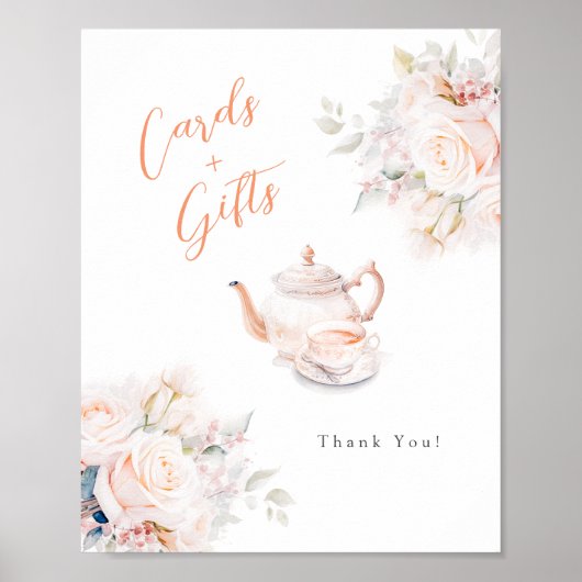 Kaarten en geschenken Pastel Blooms Bruids Tea Par Poster (Voorkant)