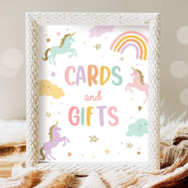 Kaarten en geschenken Pastel Regenboog Meisje Verj Poster