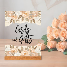 Kaarten en geschenken Perzik Bloemen Vrijgezellenf Acryl Bord