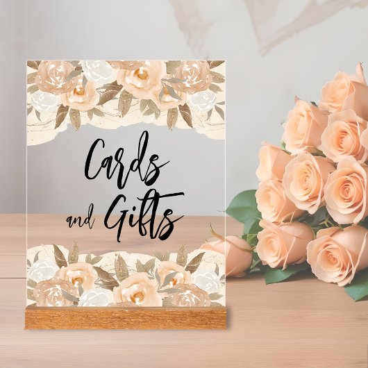 Kaarten en geschenken Perzik Bloemen Vrijgezellenf Acryl Bord