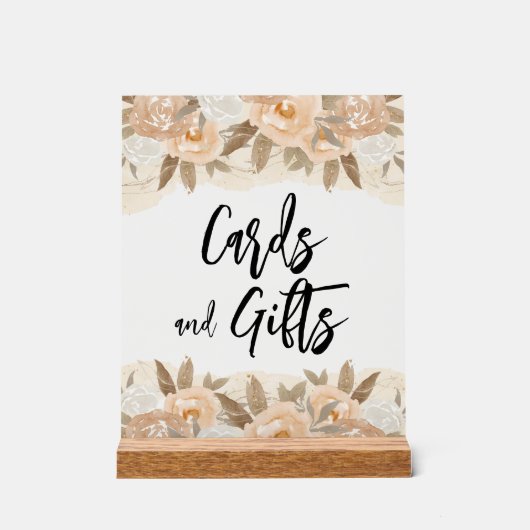 Kaarten en geschenken Perzik Bloemen Vrijgezellenf Acryl Bord (Voorkant)