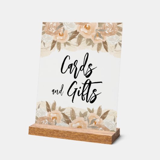 Kaarten en geschenken Perzik Bloemen Vrijgezellenf Acryl Bord (Hoek)