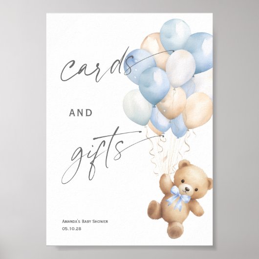 Kaarten en geschenken teken, blauw Barly wachten T Poster (Voorkant)