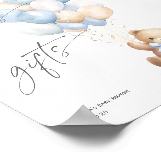 Kaarten en geschenken teken, blauw Barly wachten T Poster (Hoek)