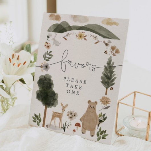 Kaarten en geschenken teken Boho Woodland Baby sho Reclamebord Met Voetstuk