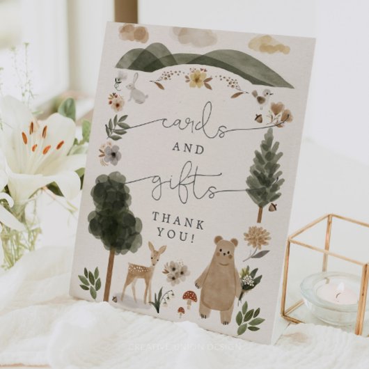 Kaarten en geschenken teken Boho Woodland Baby sho Reclamebord Met Voetstuk
