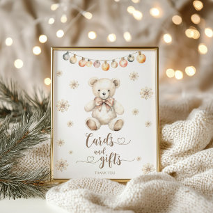 Kaarten en geschenken tekenen Winter Teddy Bear Ba Poster