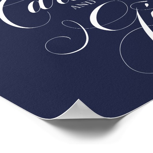 Kaarten en geschenken Trouwbord Marineblauw Kallig Poster (Hoek)