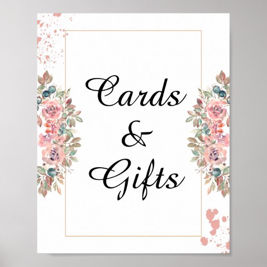 Kaarten en geschenken van de moderne roos goudflor poster (Voorkant)