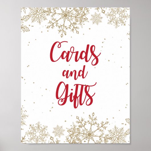 Kaarten en geschenken Verjaardag Rode en Gouden Sn Poster (Voorkant)