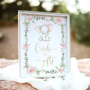 Kaarten en geschenken voor de olifant van Florale  Poster