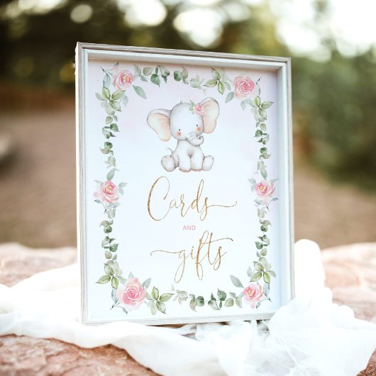 Kaarten en geschenken voor de olifant van Florale  Poster