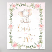 Kaarten en geschenken voor de olifant van Florale  Poster (Voorkant)