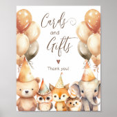 Kaarten en geschenken Waterverf Dieren Baby shower Poster (Voorkant)