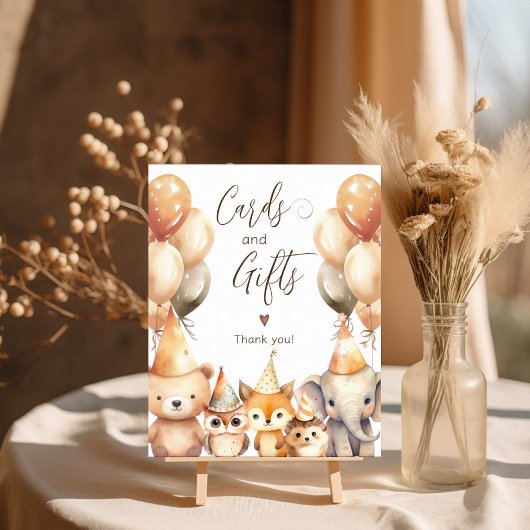 Kaarten en geschenken Waterverf Dieren Baby shower Poster