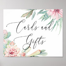 Kaarten en geschenken. Waterverf florale cactus br