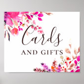 Kaarten en geschenken. Waterverf roze florale brui Poster (Voorkant)